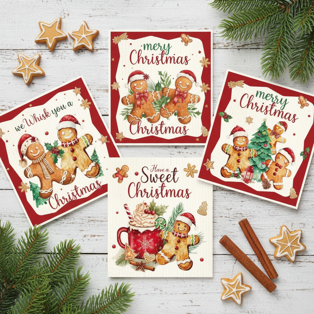 Swedish Dishcloths Christmas Gingerbread Set of 4