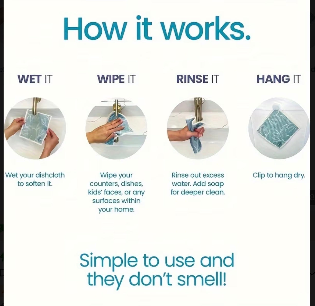 How to use your Swedish dishcloth - Wet it, Wipe it, Rinse it, Hang it